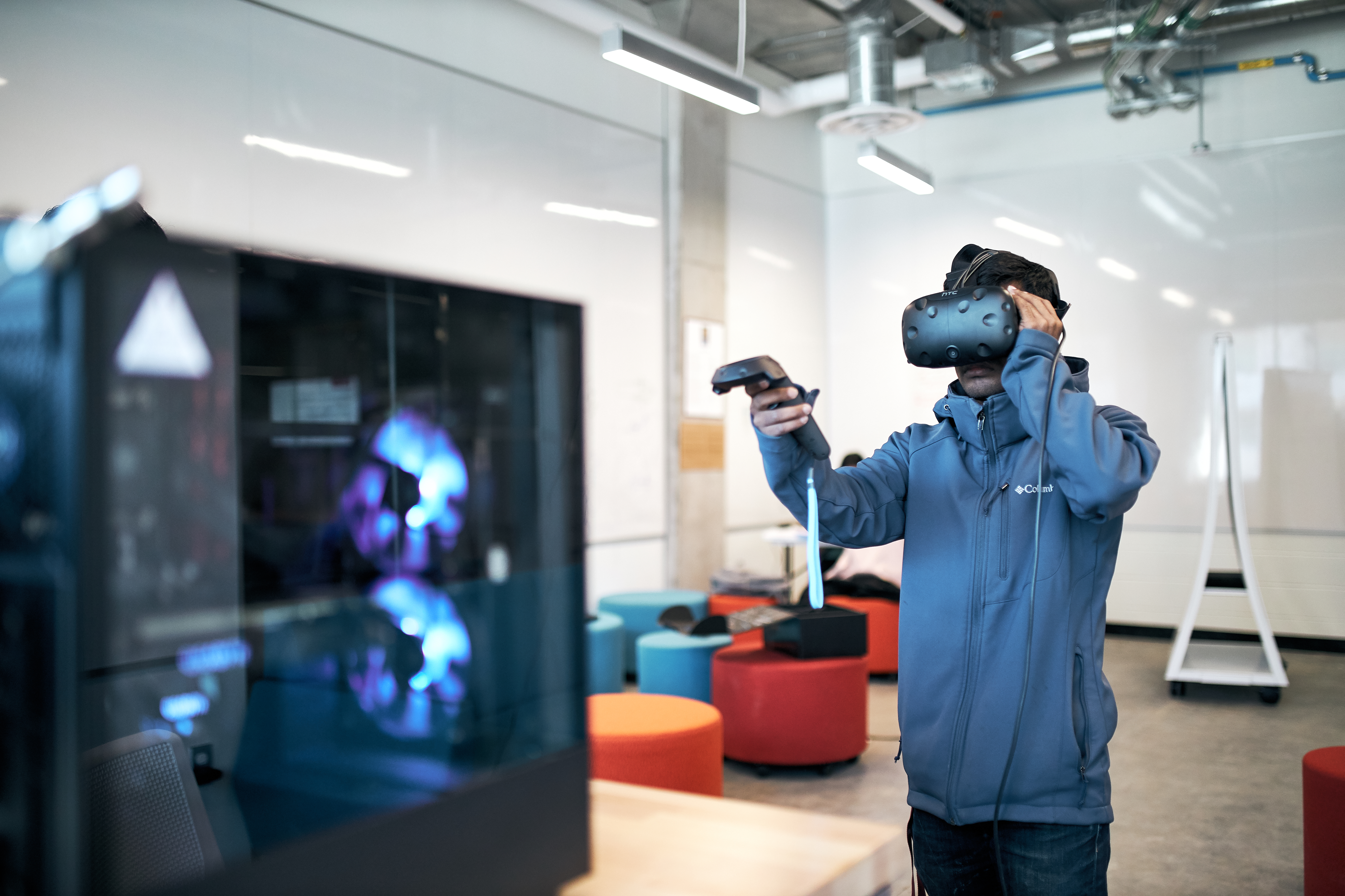 Student testing an immersive software